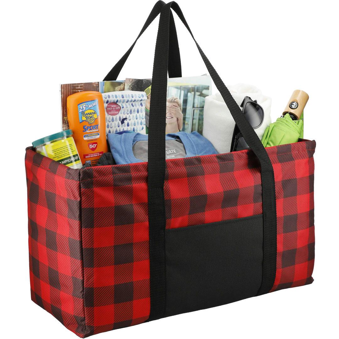Buffalo plaid utility tote Red miniatura 4