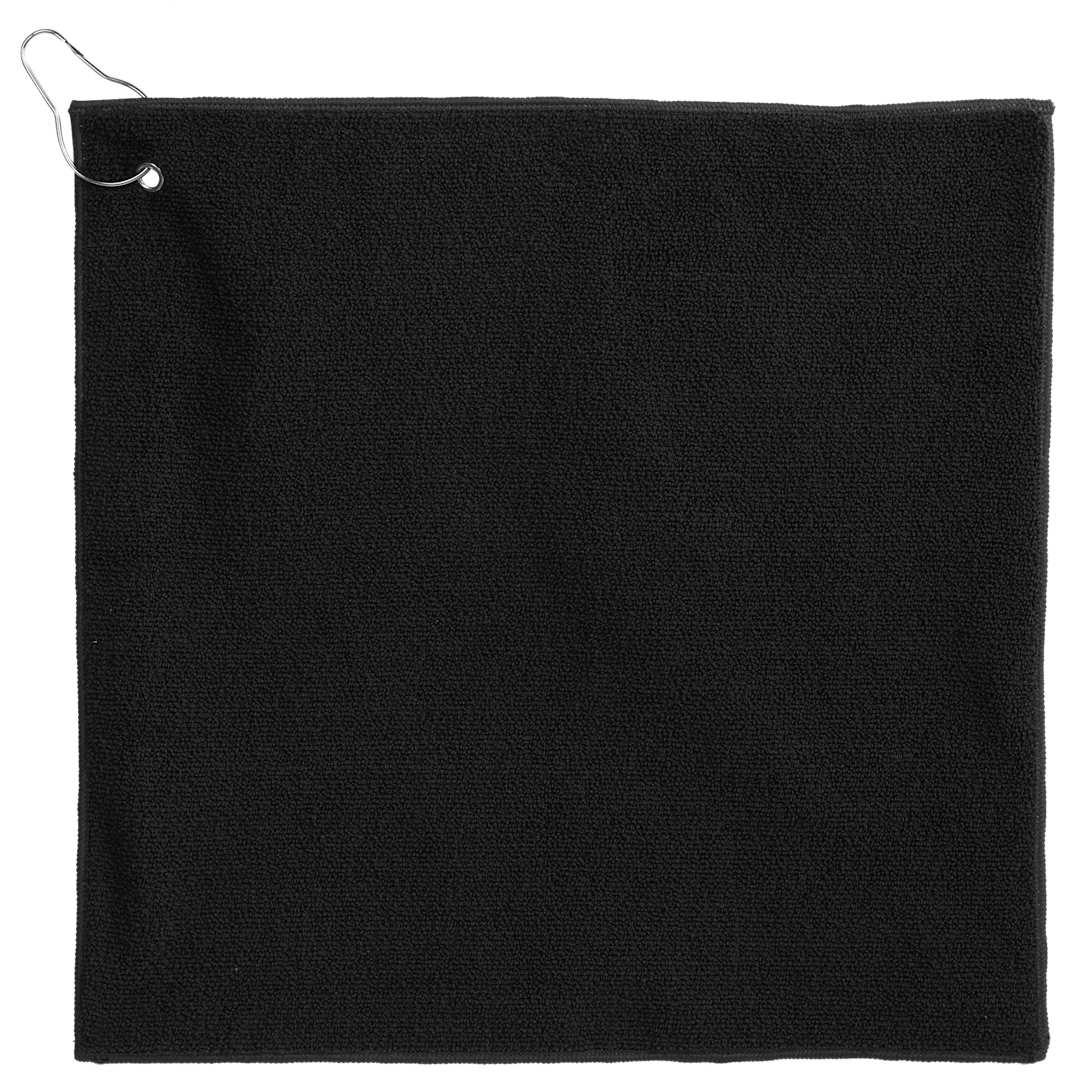 15 X 15 recycled 300g terry polyester towel Black front