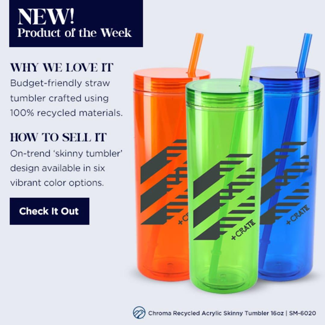 Chroma recycled acrylic straw tumbler 16oz Black miniatura 2
