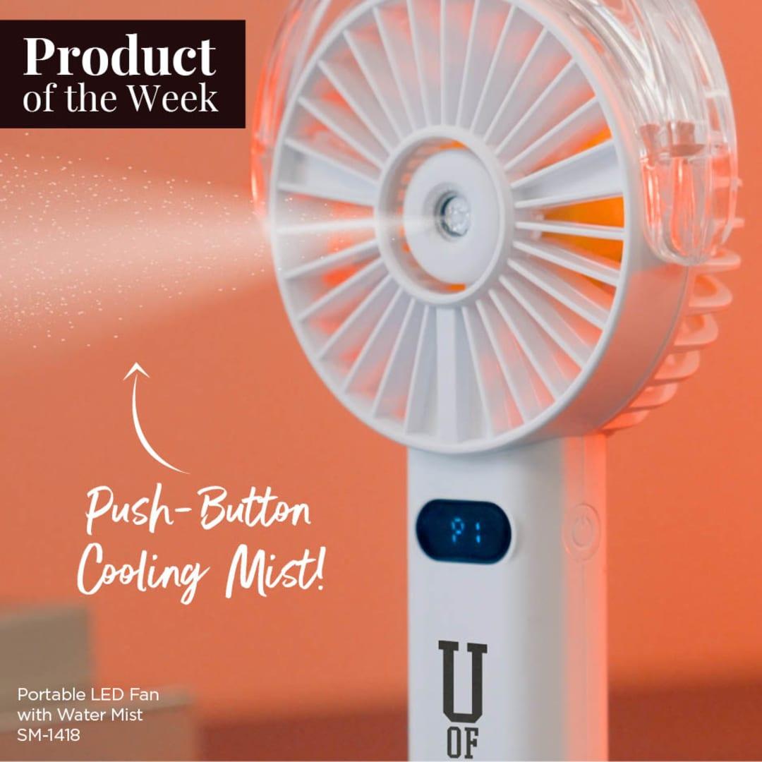 Rechargeable portable led fan with water mist Black miniatura 3