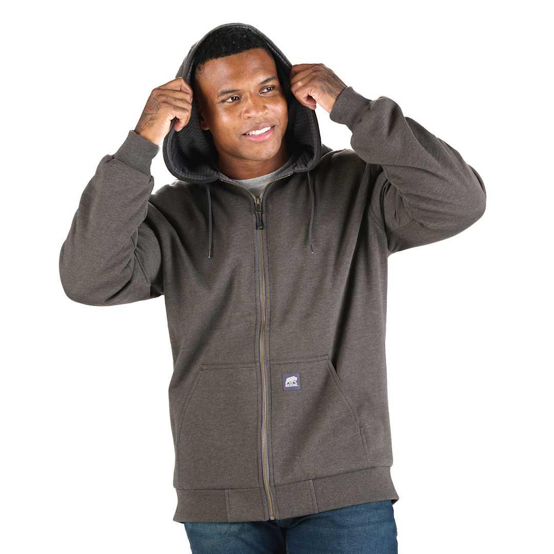 Berne heritage grid fleece-lined zip sweatshirt - mens Black miniatura 6