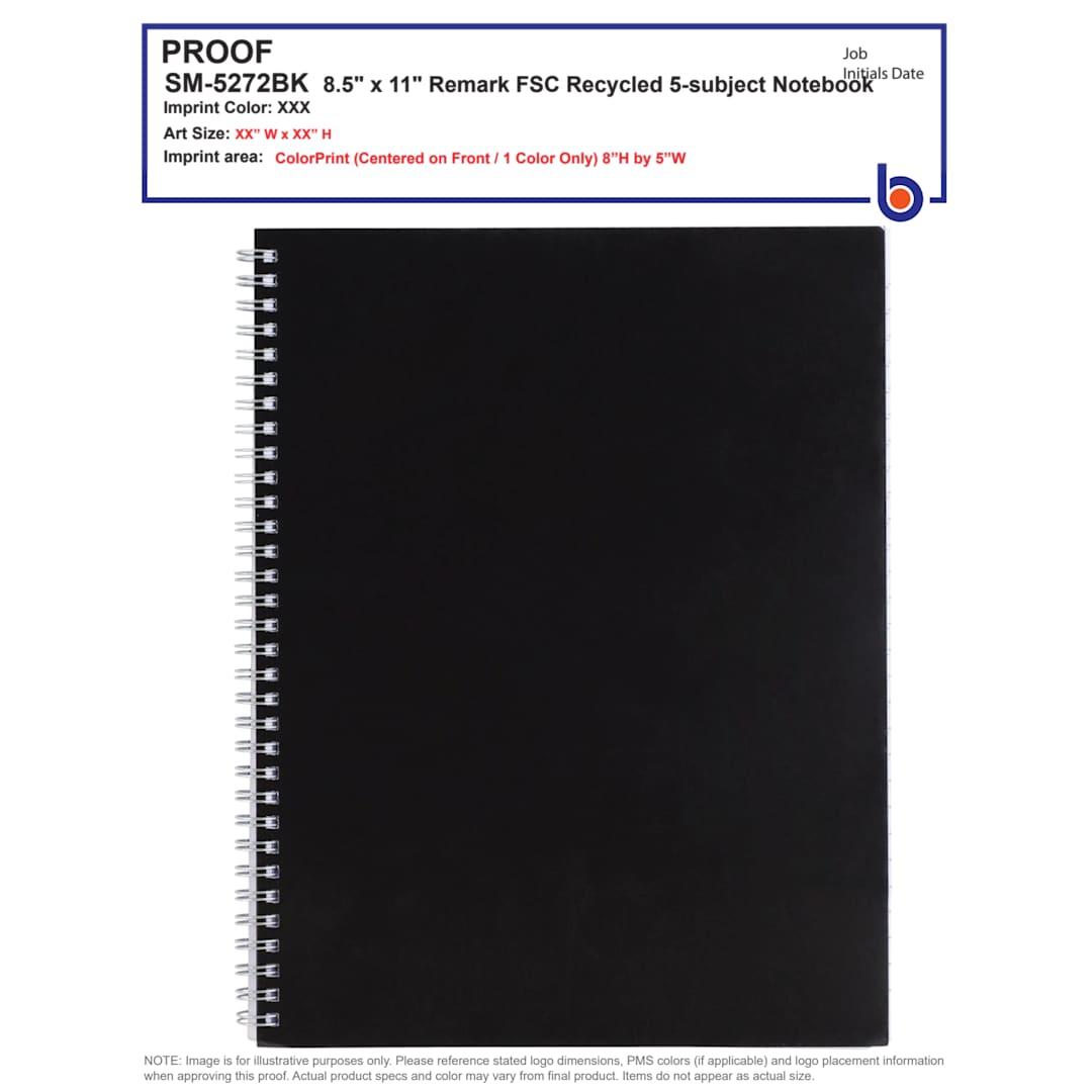 Fsc® mix 8.5 x 11 remark 5-subject notebook Black front