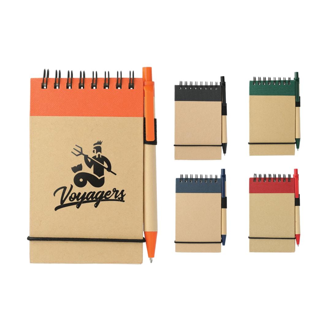 Fsc® mix 5 x 3 recycled jotter with pen Natural front