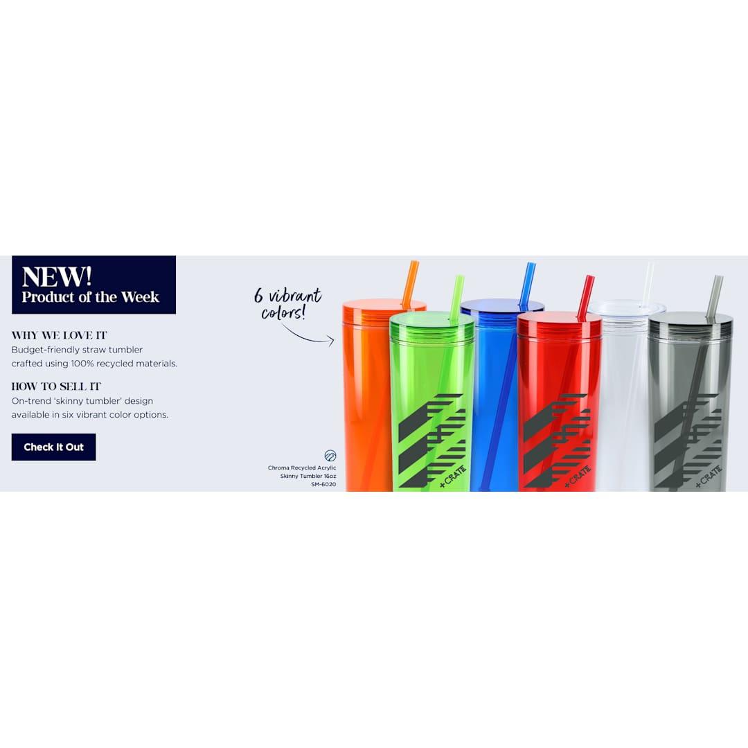 Chroma recycled acrylic straw tumbler 16oz Black front