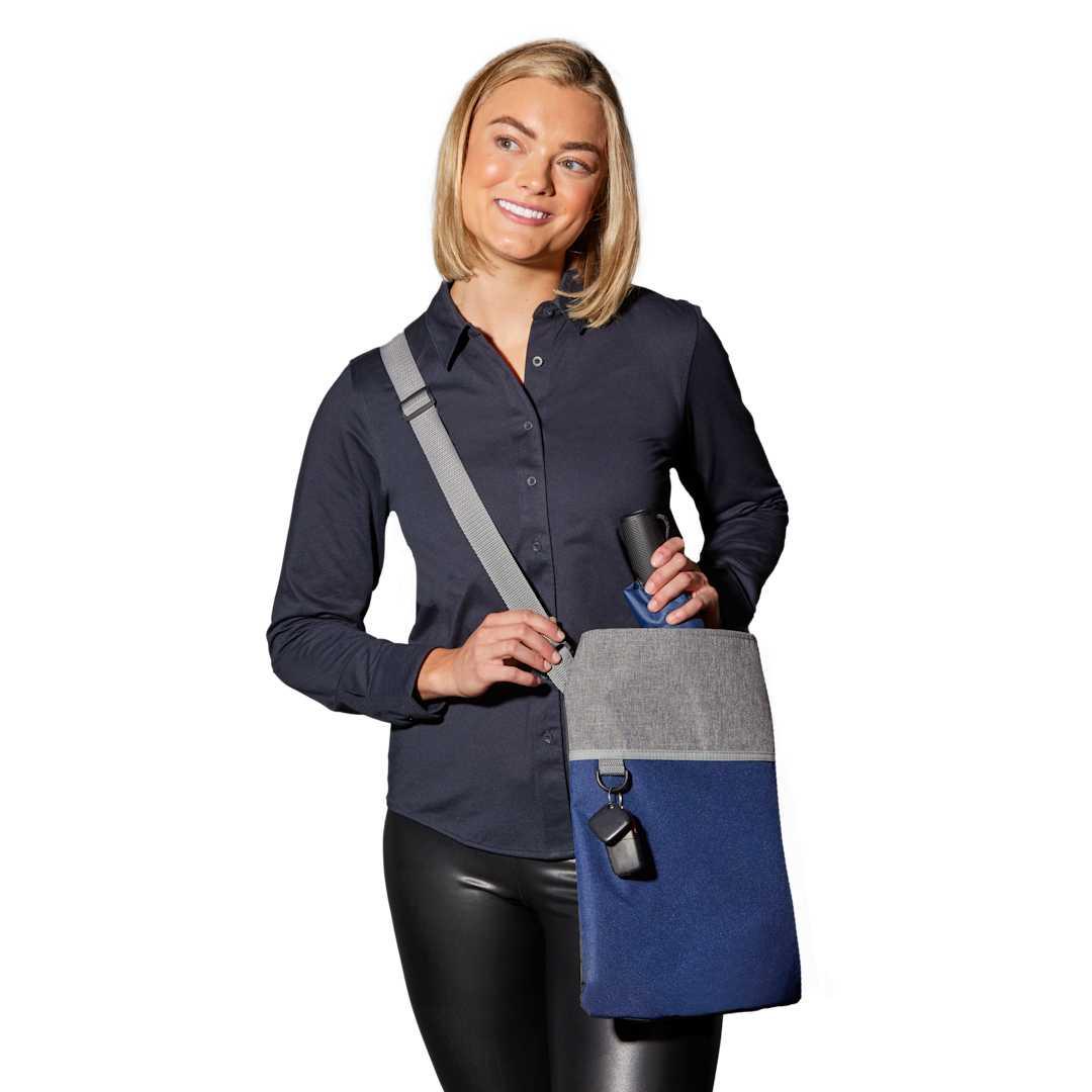 Double heather rpet crossbody tote Graphite miniatura 9