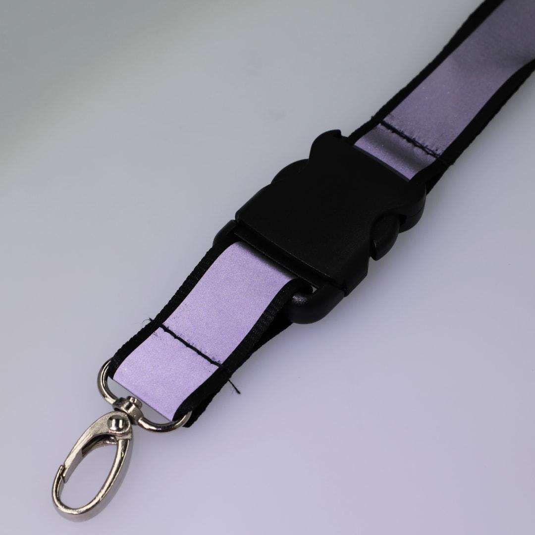 Recycled polyester reflective lanyard Black miniatura 4