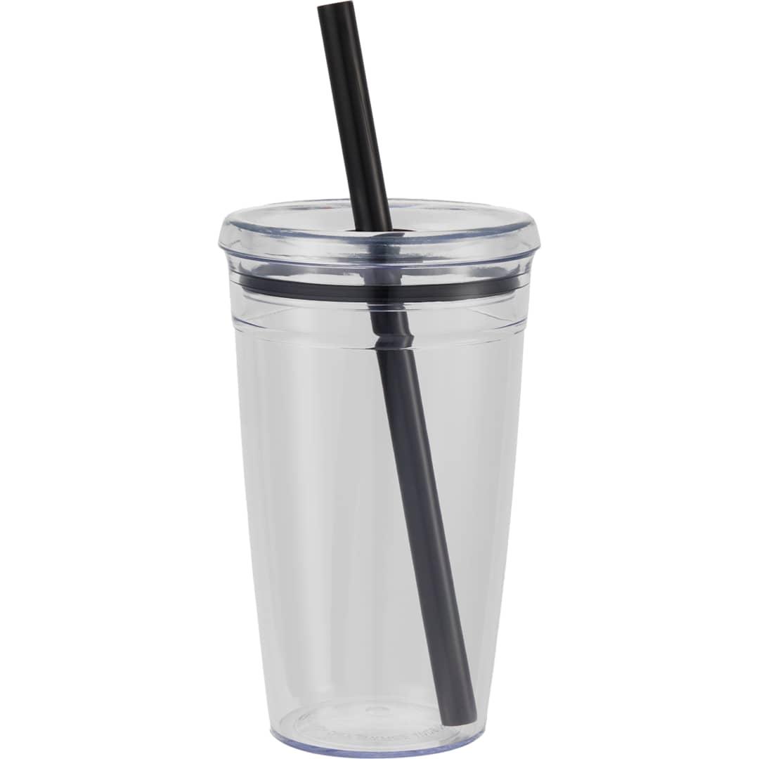 Anna recycled acrylic tumbler w/ straw 15oz Black miniatura 3