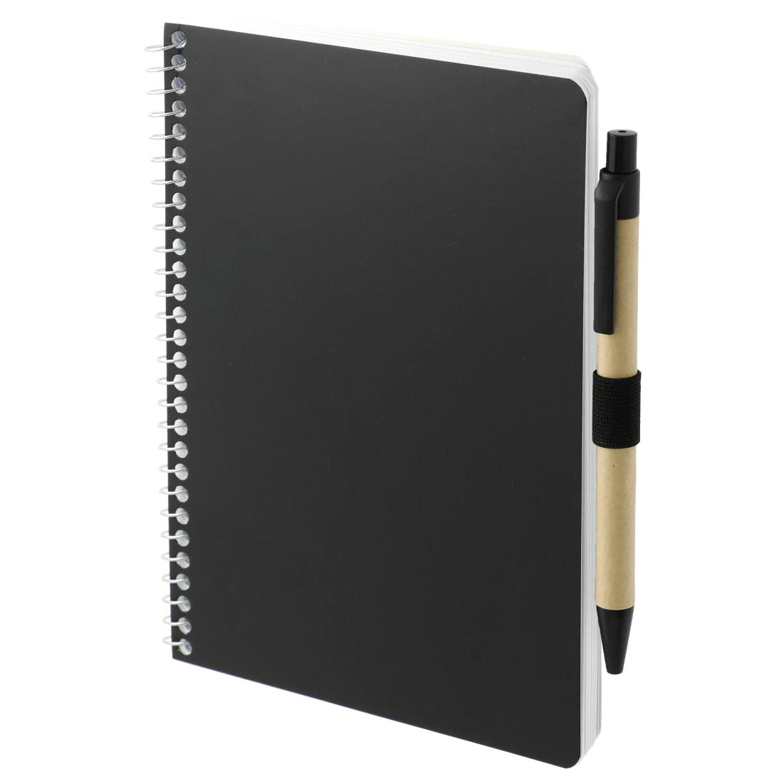 Fsc® mix 5 x 7 spiral notebook with pen Black miniatura 4