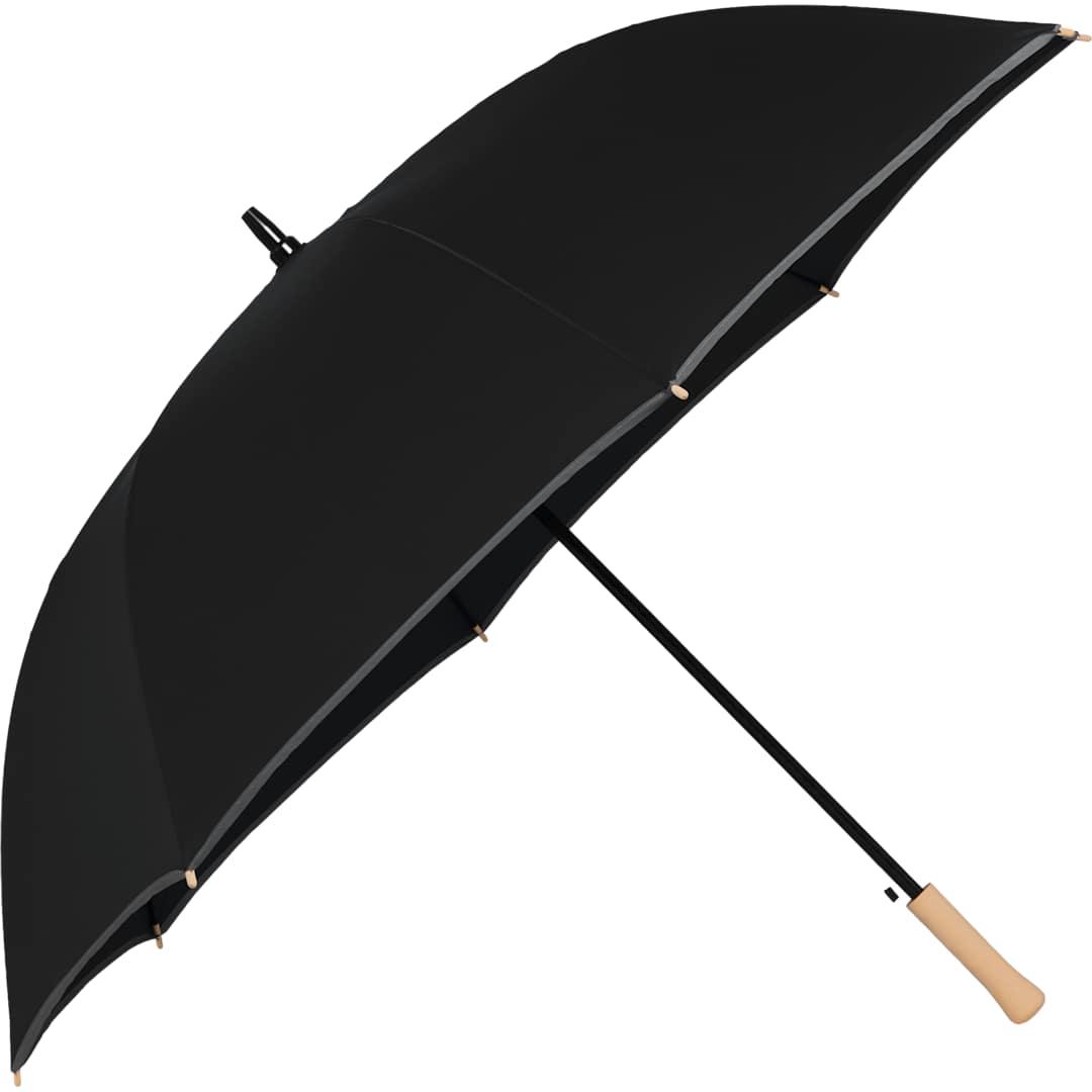 60 Auto open umbrella w/ reflective trim Black thumbnail 4