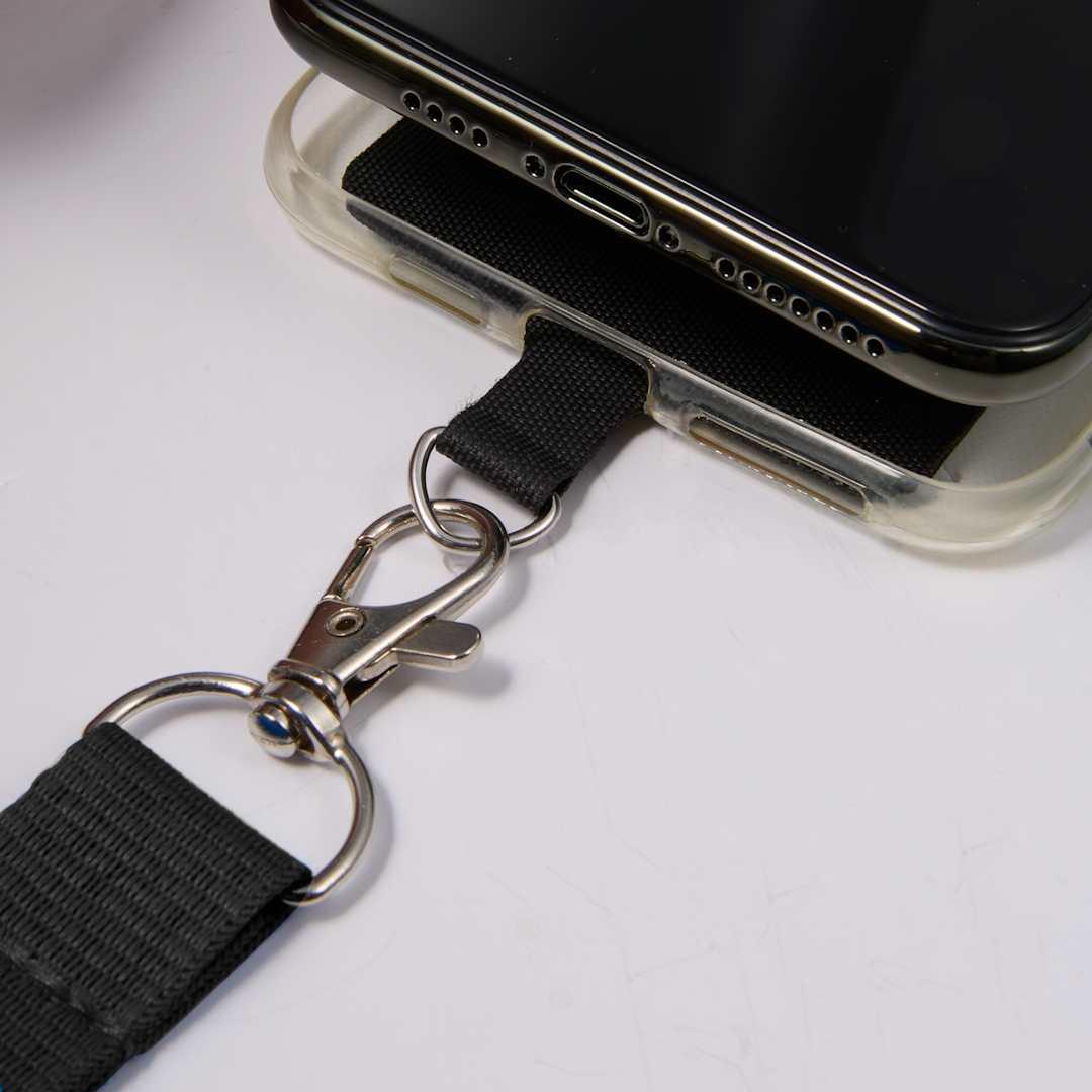 Adjustable recycled phone lanyard Black miniatura 5