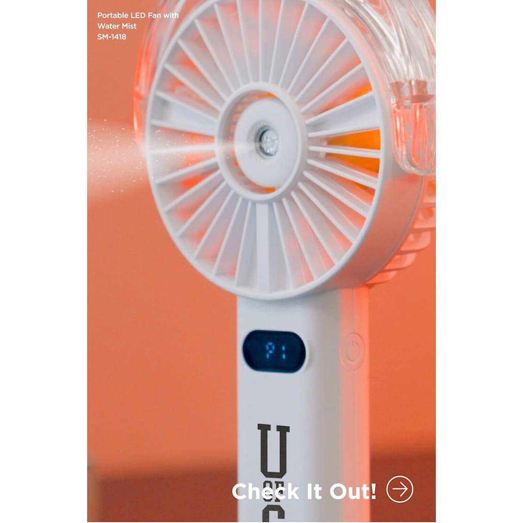 Rechargeable portable led fan with water mist Black miniatura 5