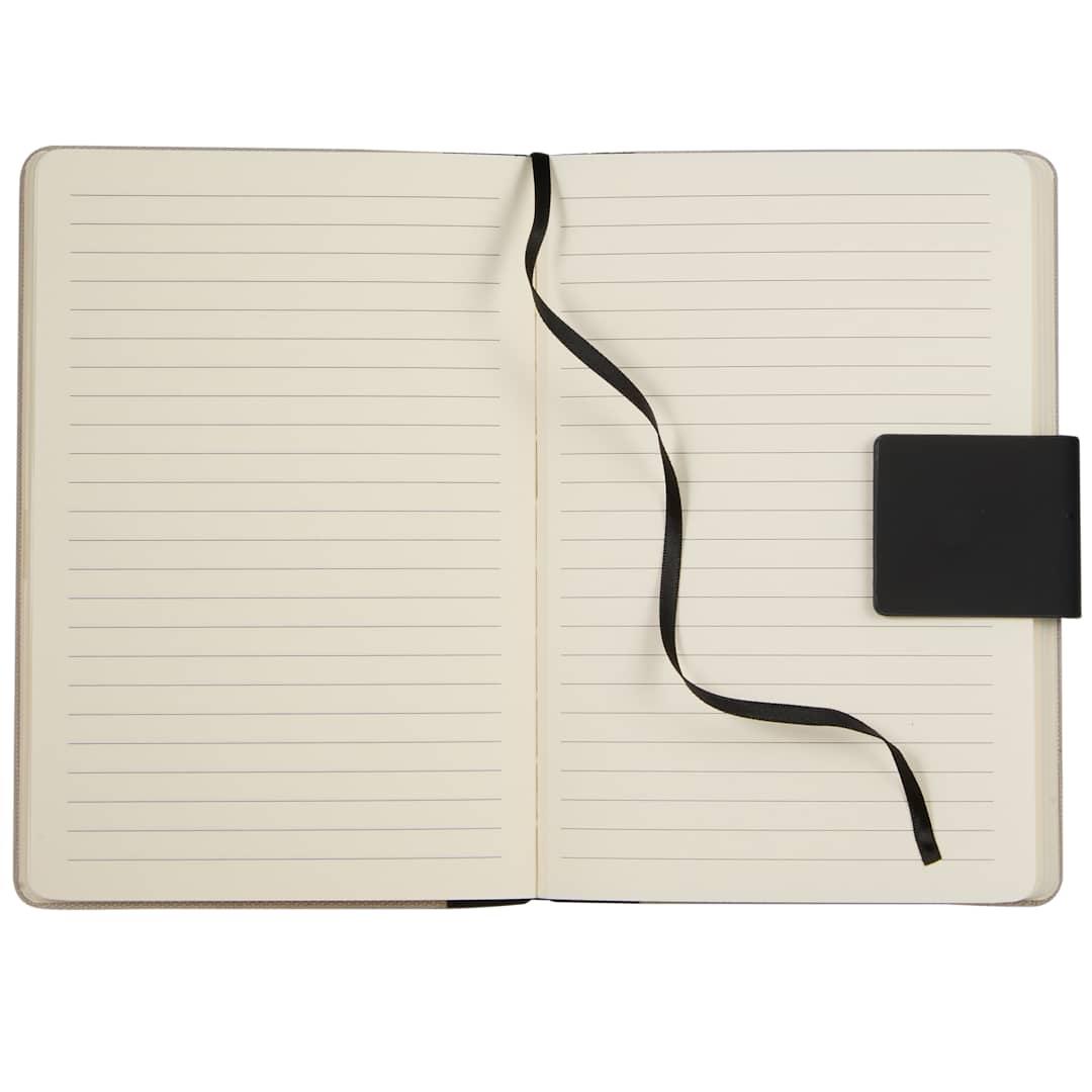 5.5 X 8.5 fsc® recycled canvas bound notebook Beige front