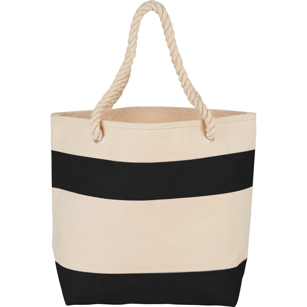 Rope handle 16oz cotton canvas tote Black miniatura 3