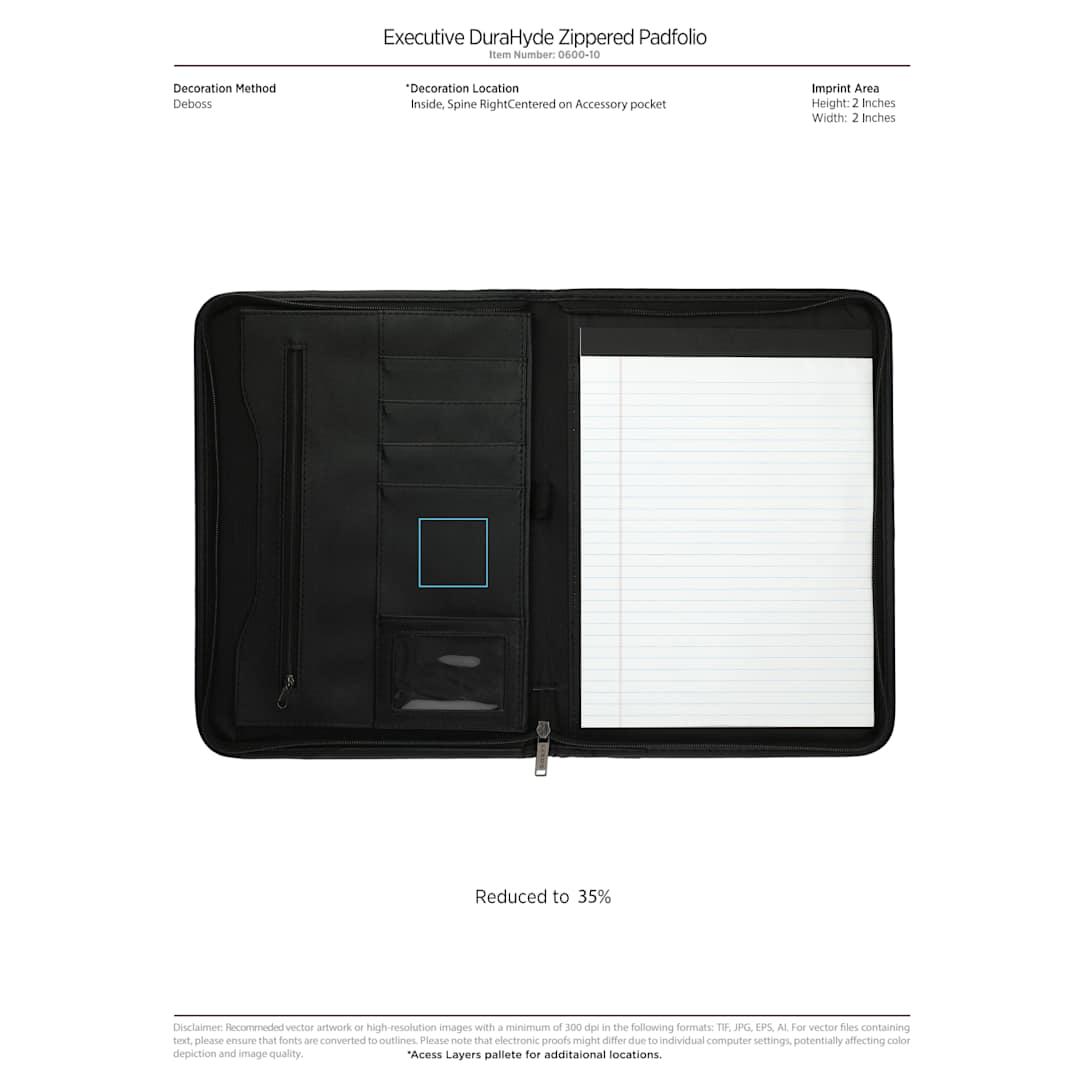 Fsc® mix durahyde recycled zippered padfolio Black front