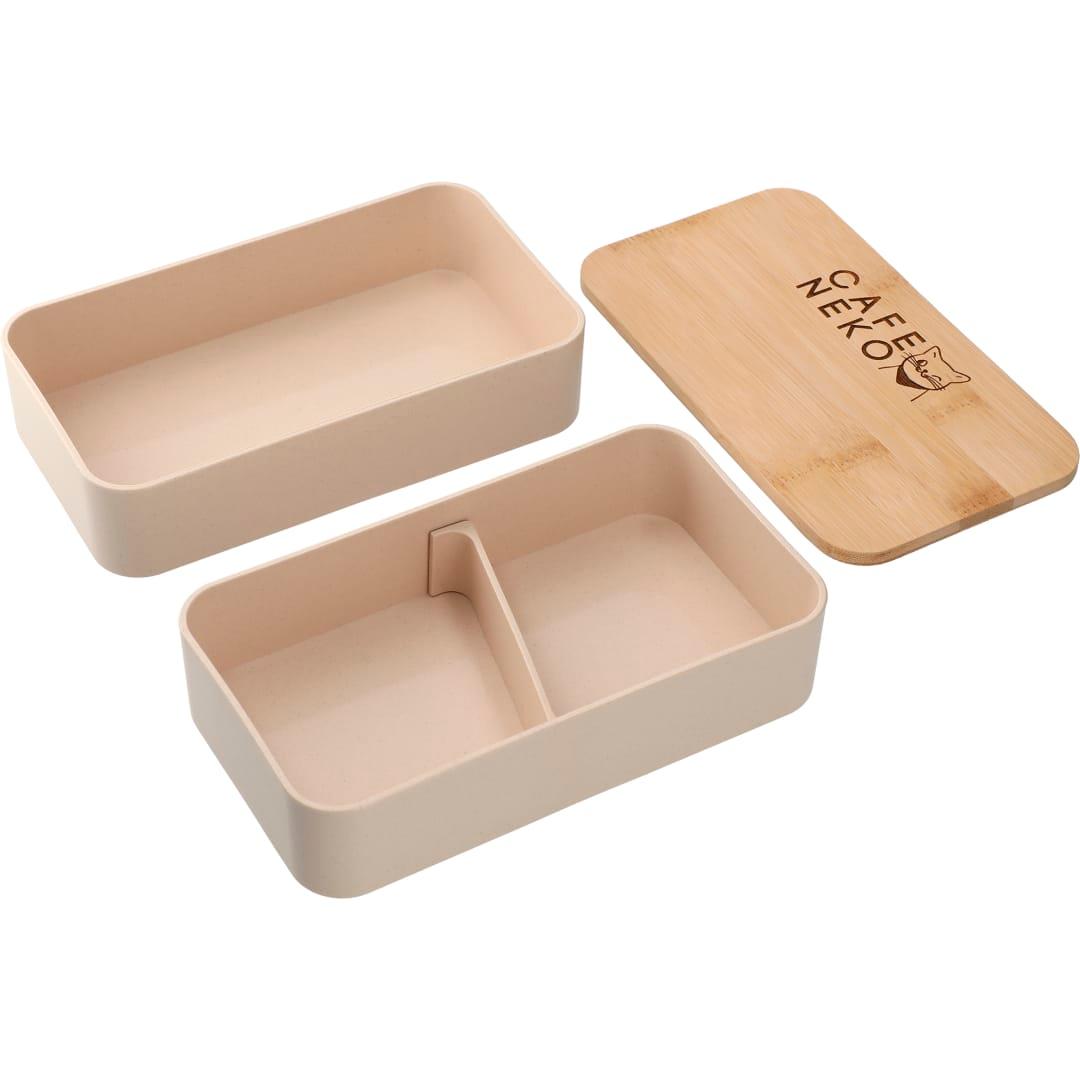 Stackable bamboo fiber bento box Beige miniatura 6