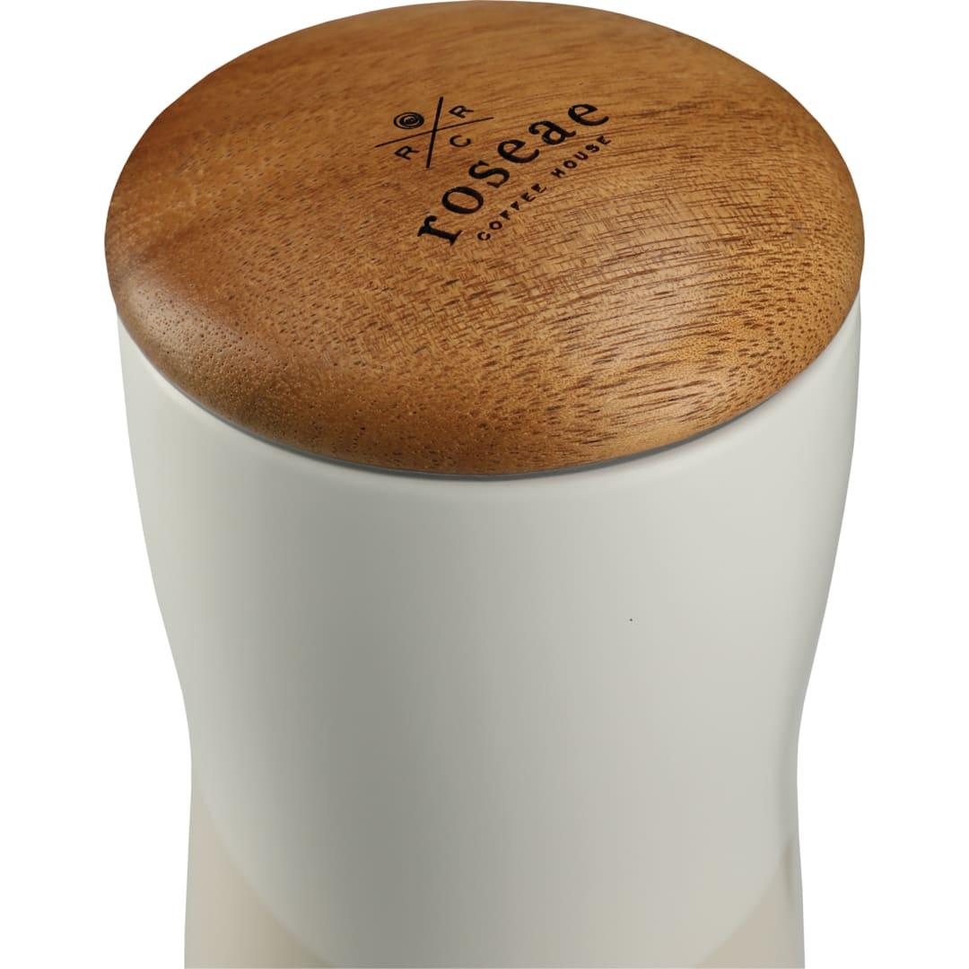 Reno double wall ceramic tumbler w/wood lid 10oz Black miniatura 12