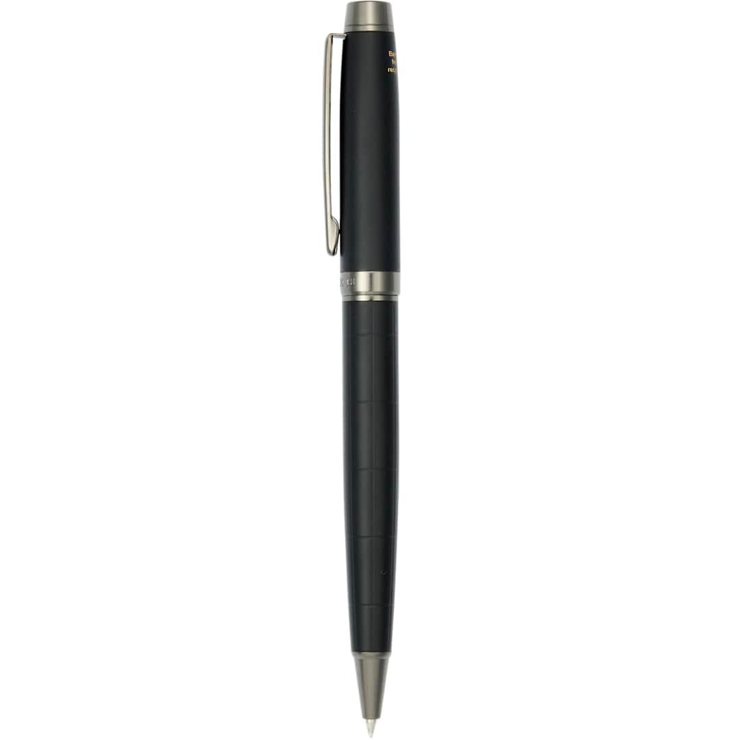 Luxe recycled brass pillar ballpoint? Black front