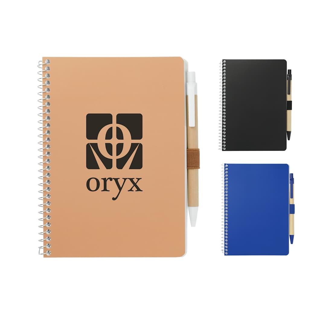 Fsc® mix 5 x 7 spiral notebook with pen Black front