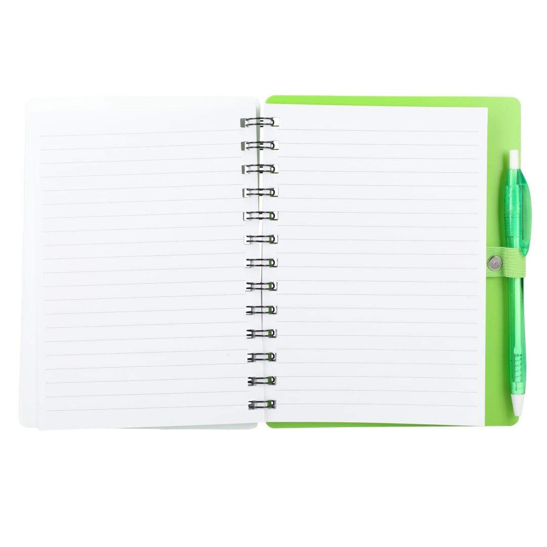 5 X 7 recycled dual pocket spiral notebook w pen Blue miniatura 11