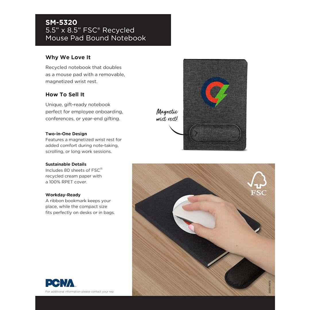 5.5 X 8.5 fsc® recycled mouse pad bound notebook Grey miniatura 4