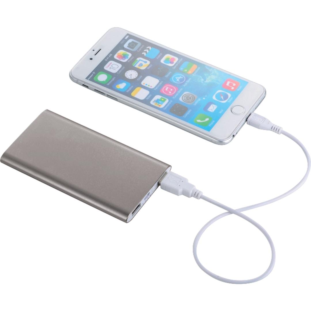 Sleek aluminum 4000 mah power bank Grey front