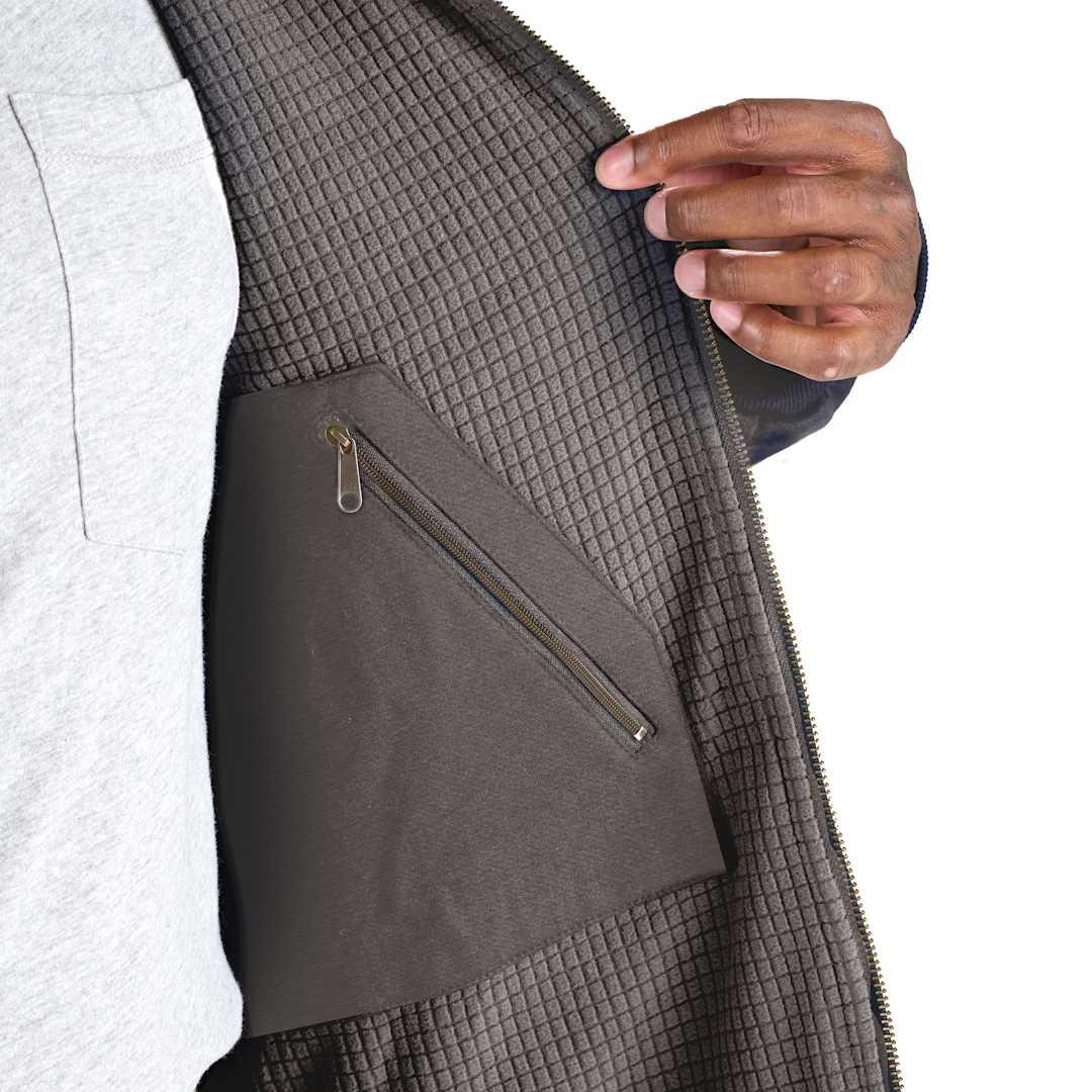 Berne heritage grid fleece-lined zip sweatshirt - mens Black front