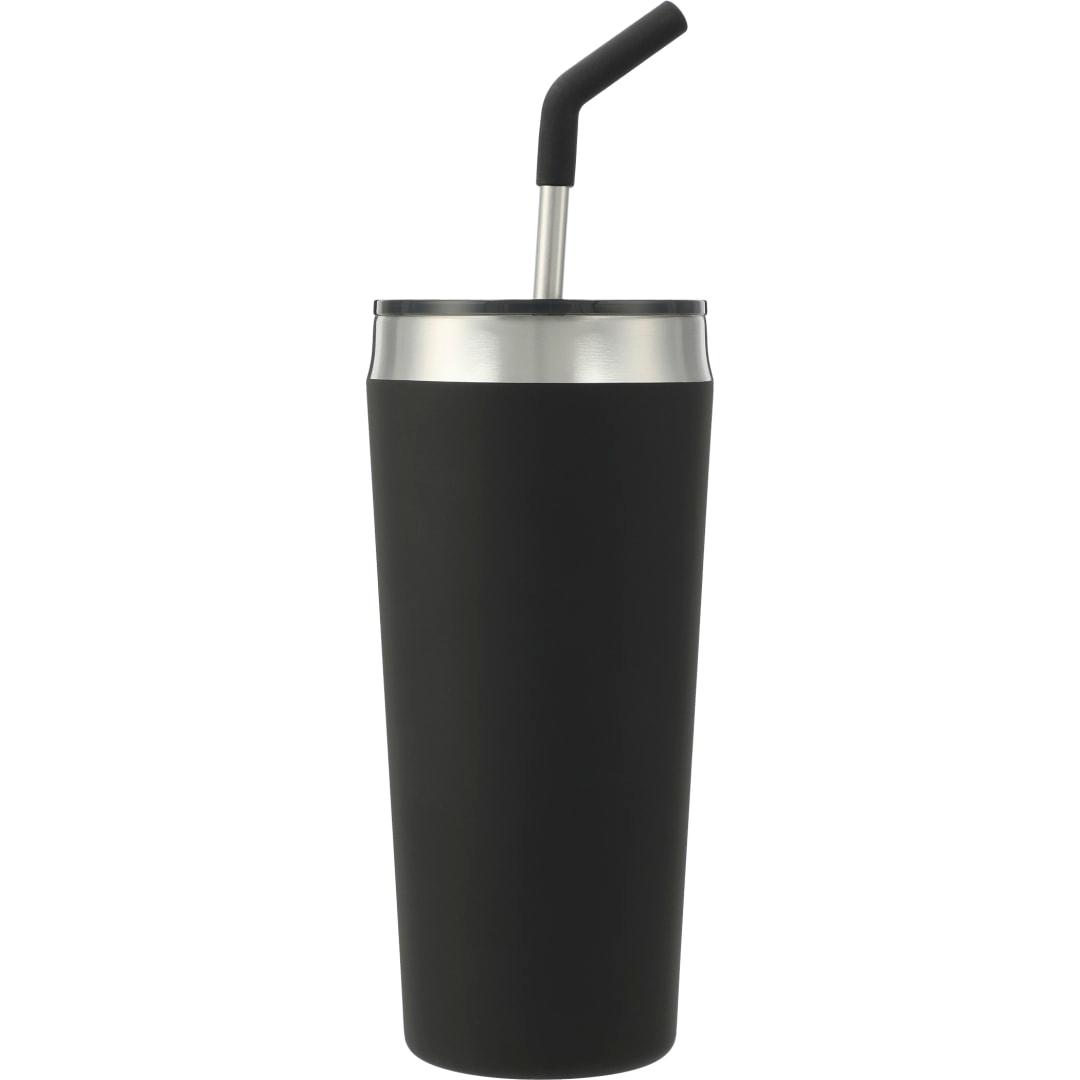 Faye 20oz vacuum tumbler w/ ss straw Black miniatura 4