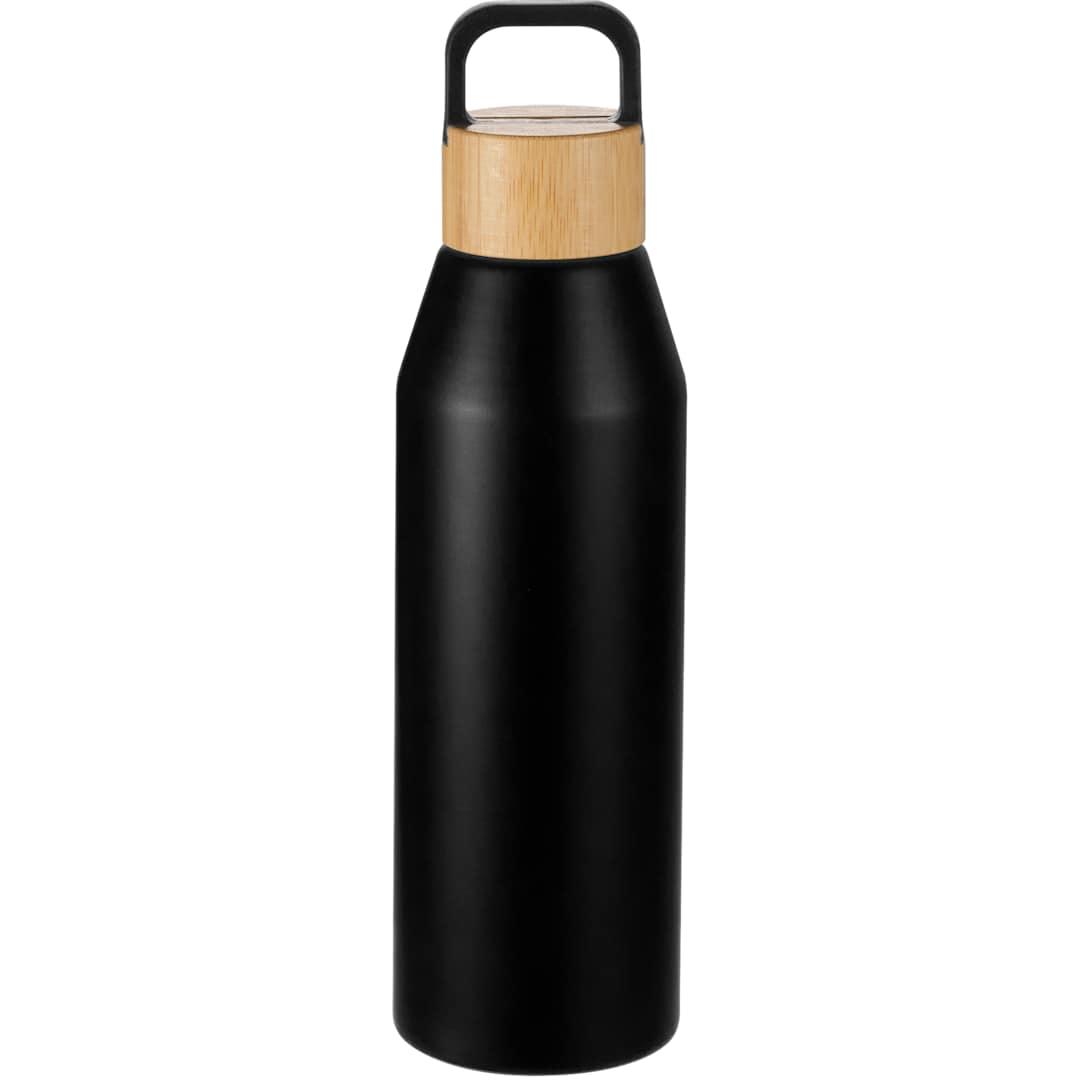 Aspen 24 oz recycled bottle w/ fsc® 100% bamboo li Black front