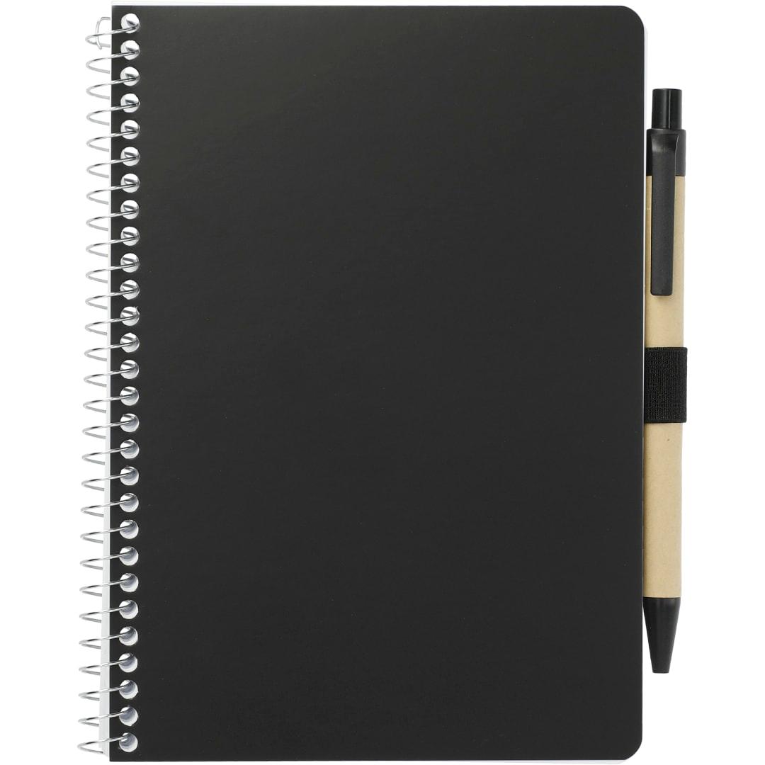 Fsc® mix 5 x 7 spiral notebook with pen Black miniatura 6