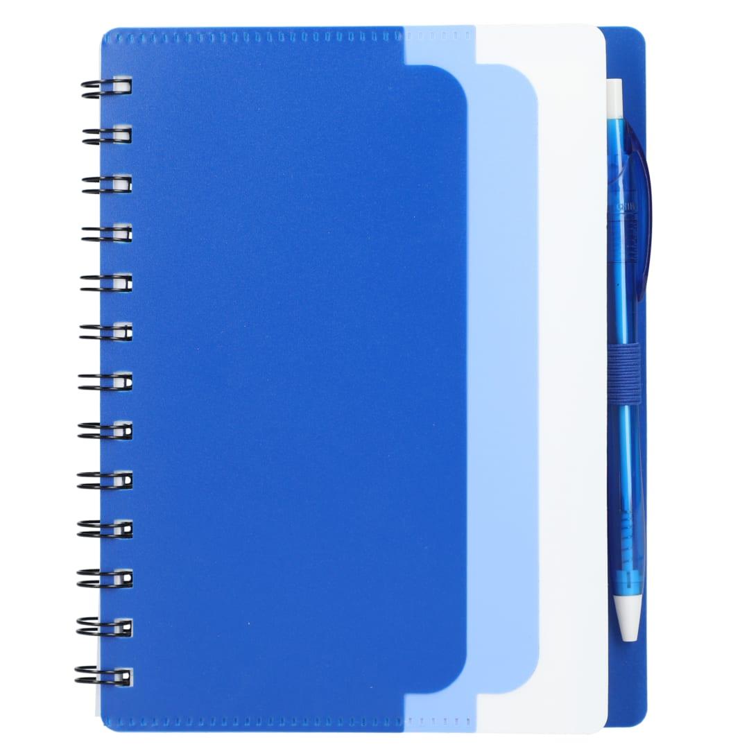 5 X 7 recycled dual pocket spiral notebook w pen Blue miniatura 6