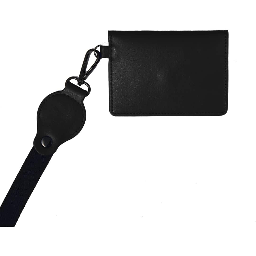 Recycled airtag lanyard Black front