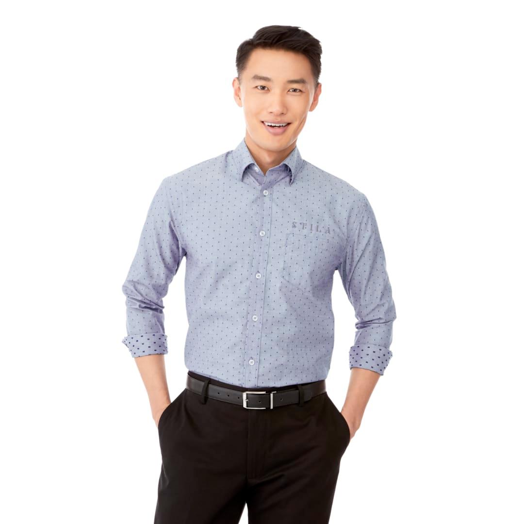 Mens huntington long sleeve shirt Blue miniatura 6