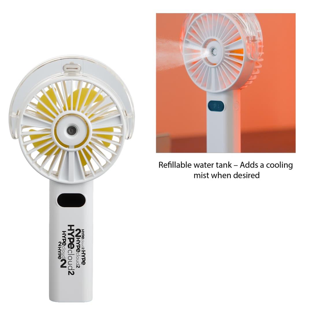 Rechargeable portable led fan with water mist Black miniatura 38