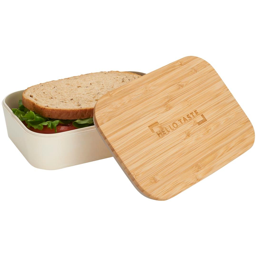 Bamboo fiber lunch box with cutting board lid Beige miniatura 7