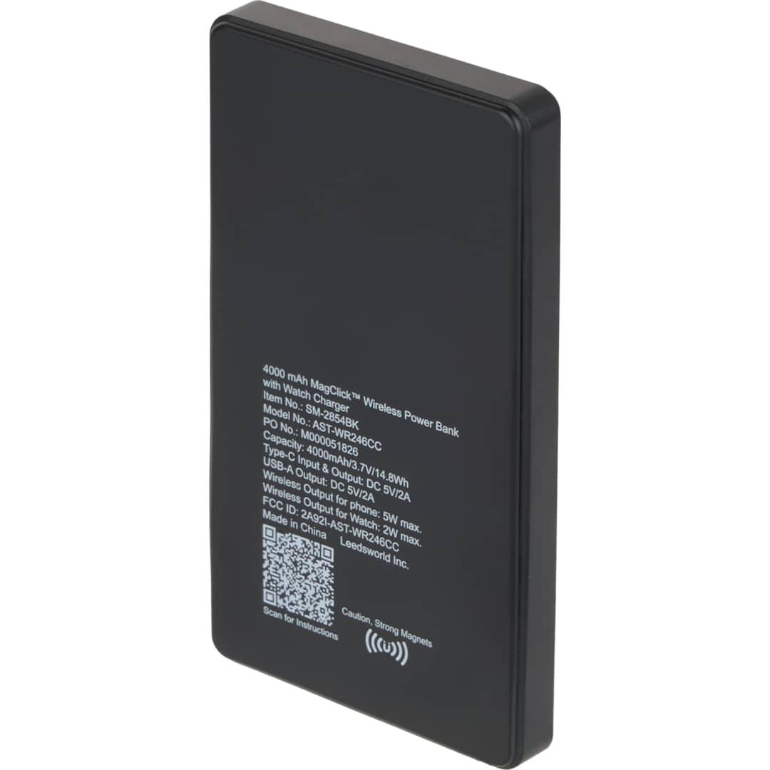 4000Mah magclick™ powerbank with iwatch charger Black front