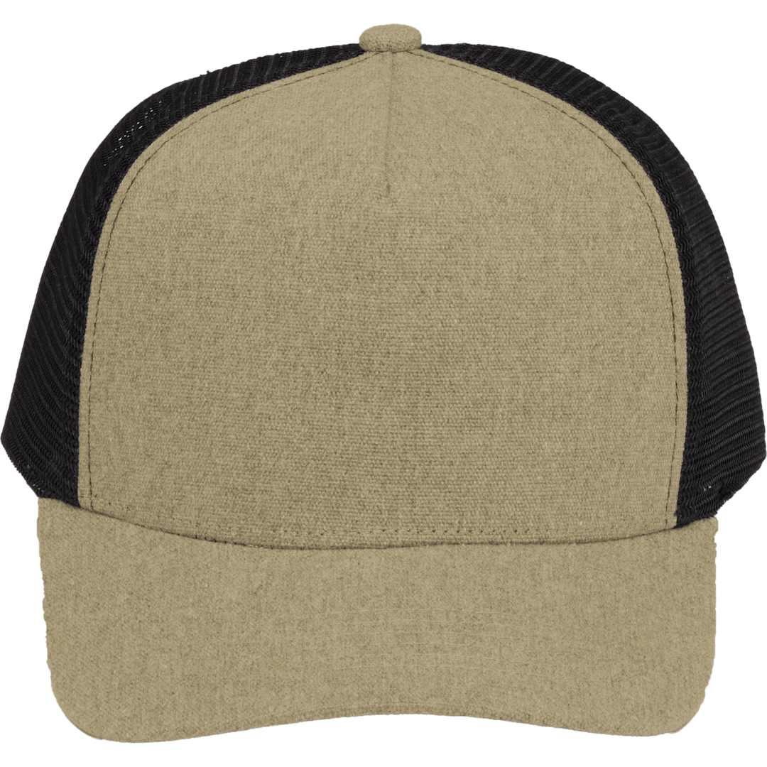Recycled cotton canvas 5 panel mesh back ballcap Black miniatura 5