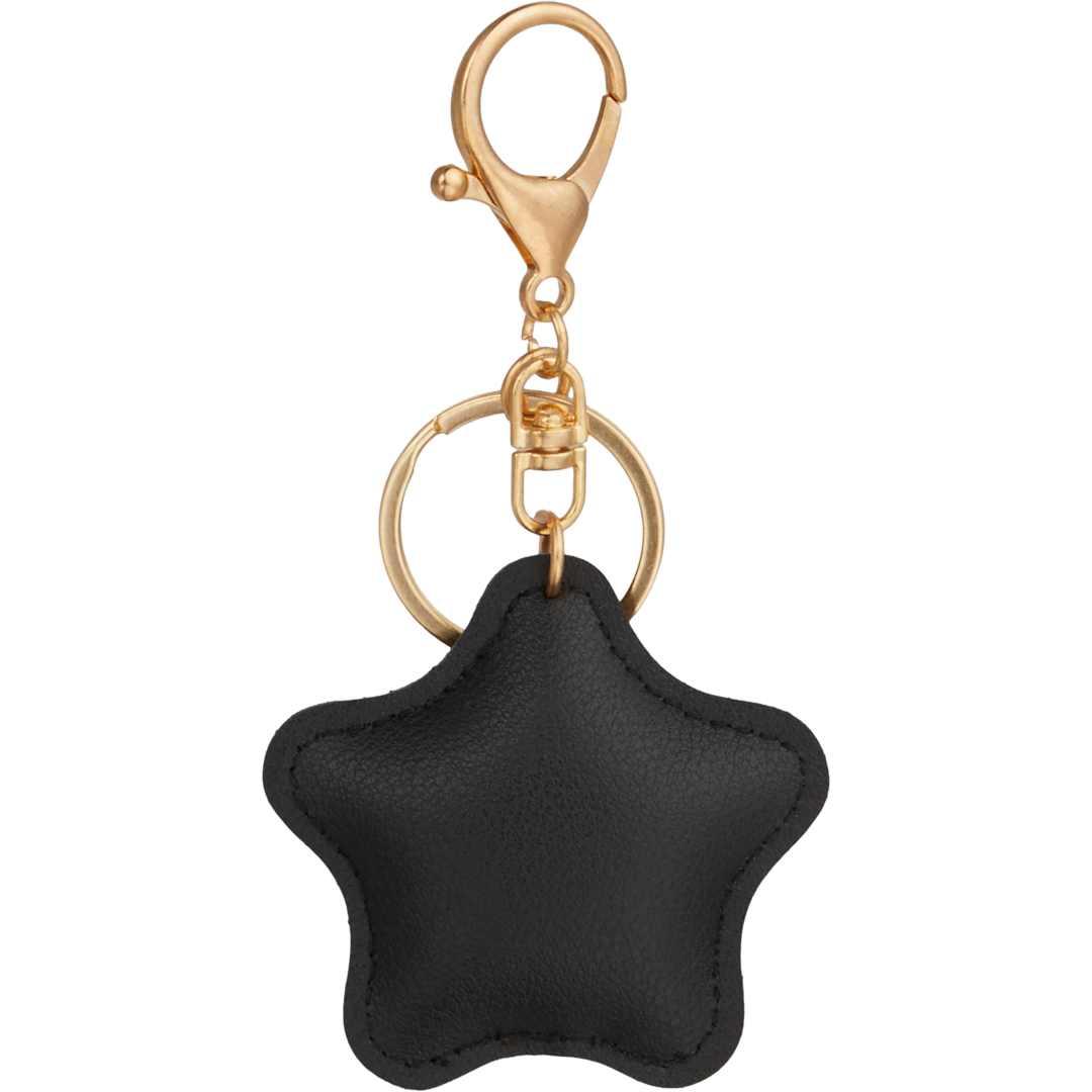 Star leather keychain Black miniatura 3