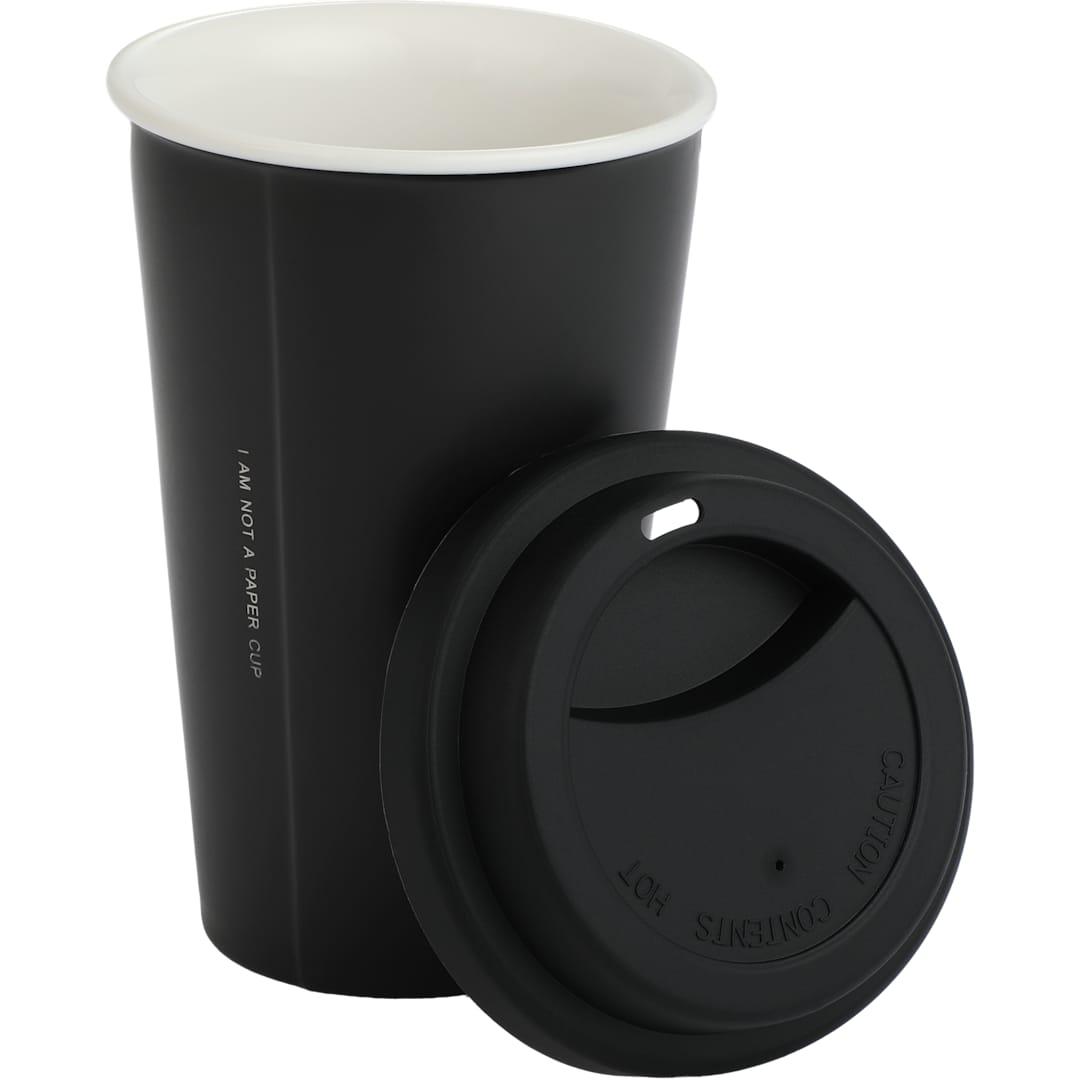 Im not a paper cup 10oz ceramic tumbler w/ lid Black miniatura 3