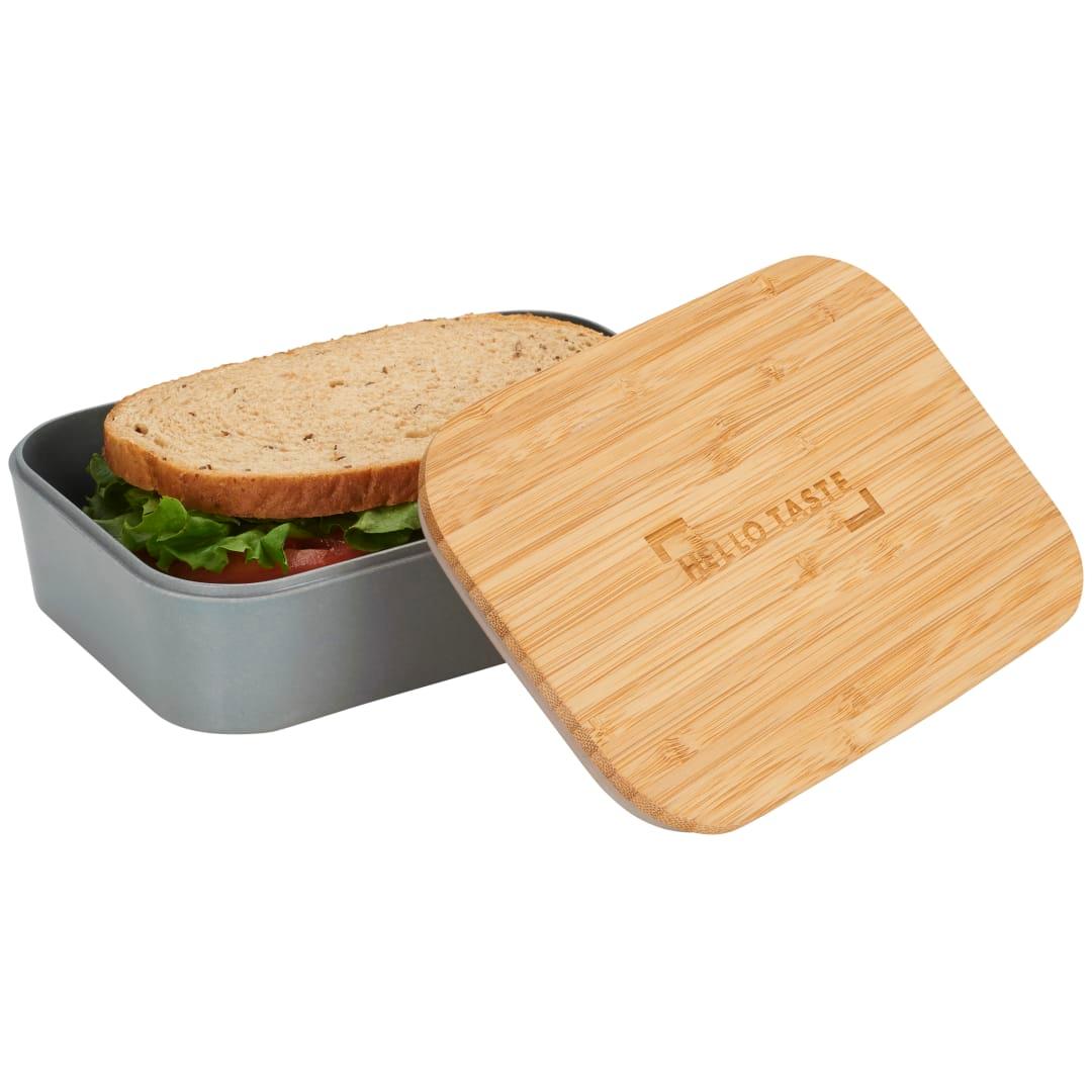 Bamboo fiber lunch box with cutting board lid Beige miniatura 26