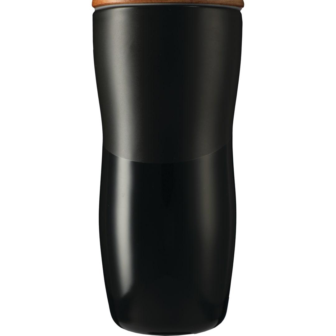 Reno double wall ceramic tumbler w/wood lid 10oz Black miniatura 5
