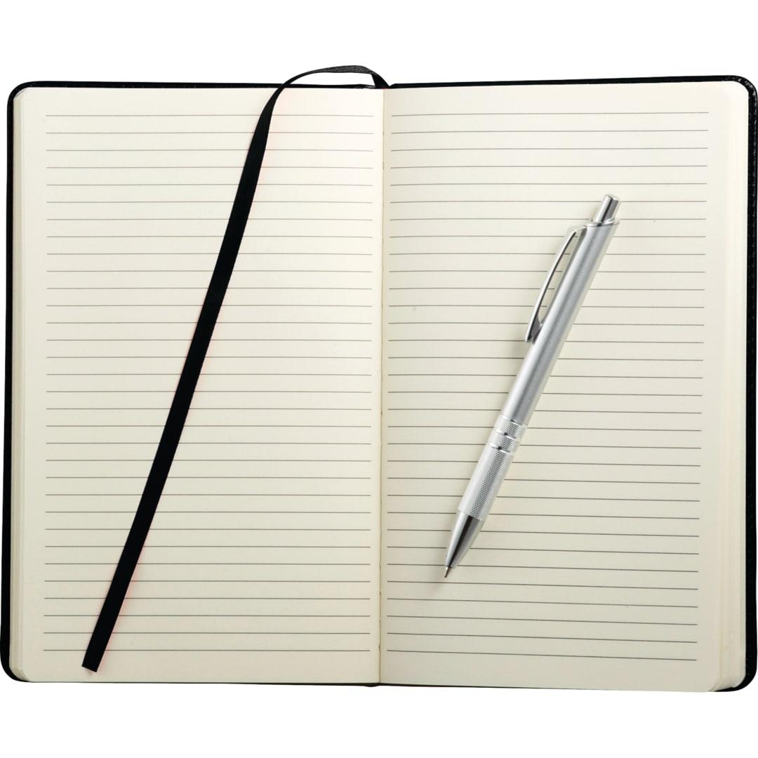 Fsc® mix 6 x 8.5 viola bound notebook with pen Navy Blue front