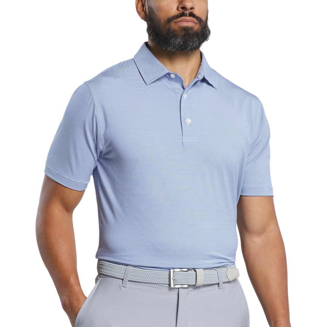 Footjoy mens microfeeder stripe polo Royal miniatura 5