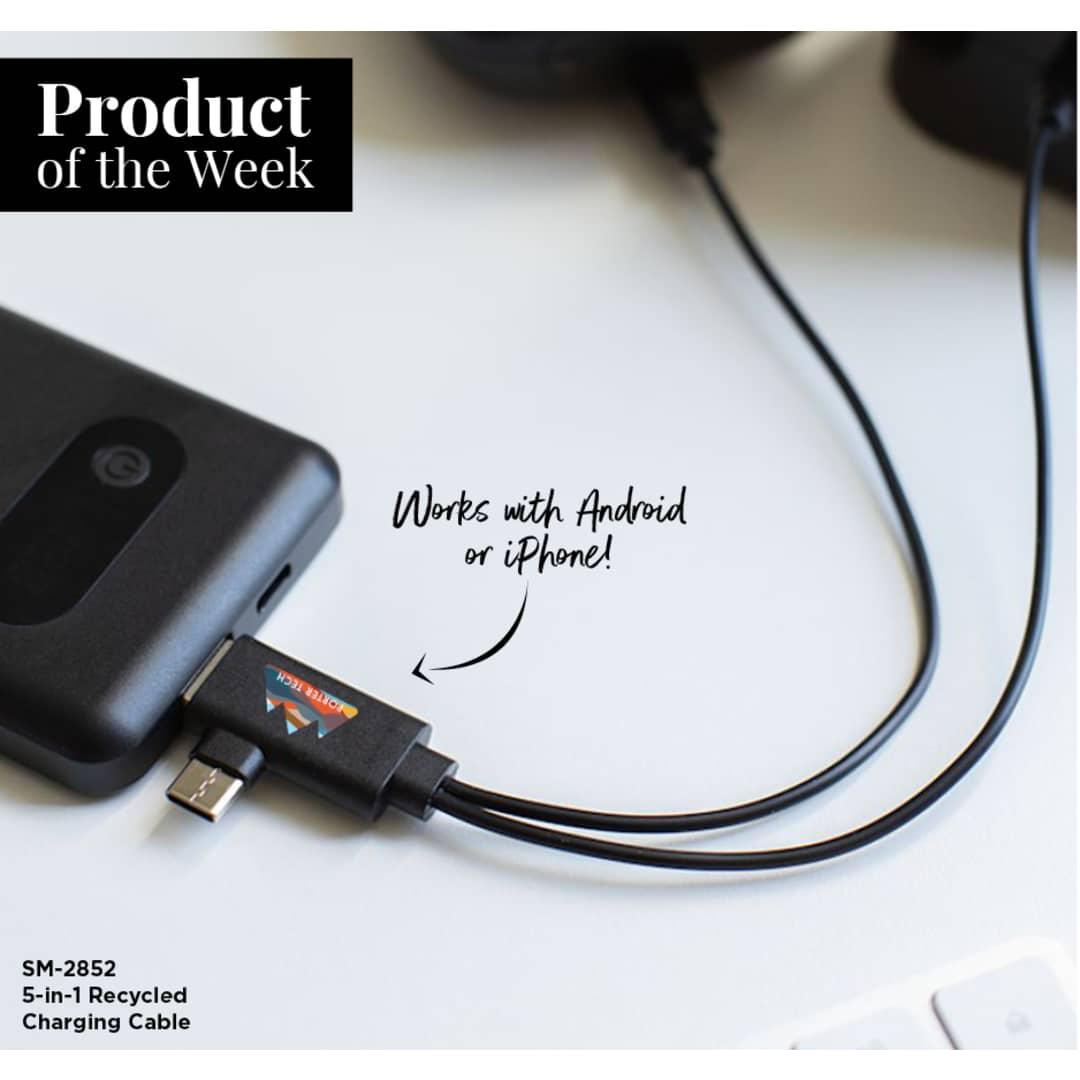 5-In-1 recycled charging cable Black miniatura 3