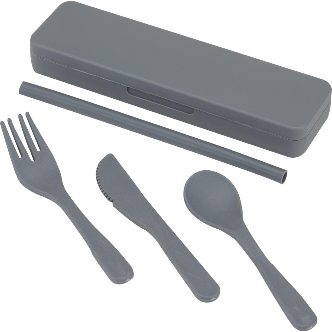 Recycled plastic utensil to go set Black miniatura 14