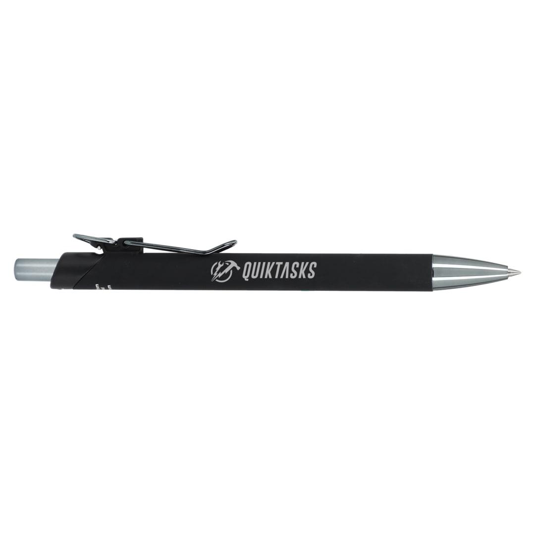 Metallic recycled aluminum soft touch gel pen Black miniatura 7