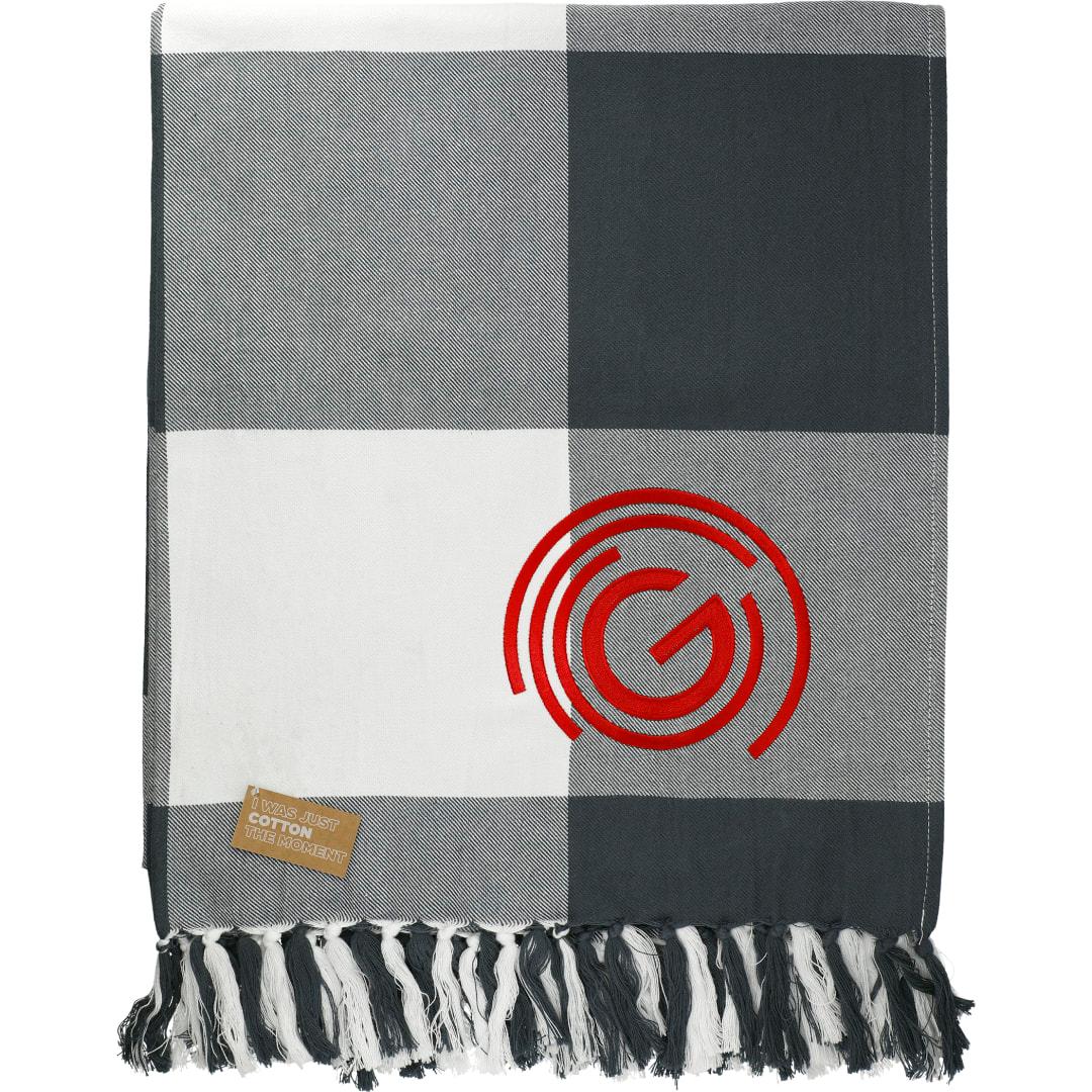 Field & co. 100% organic cotton check throw blanke Navy Blue miniatura 4