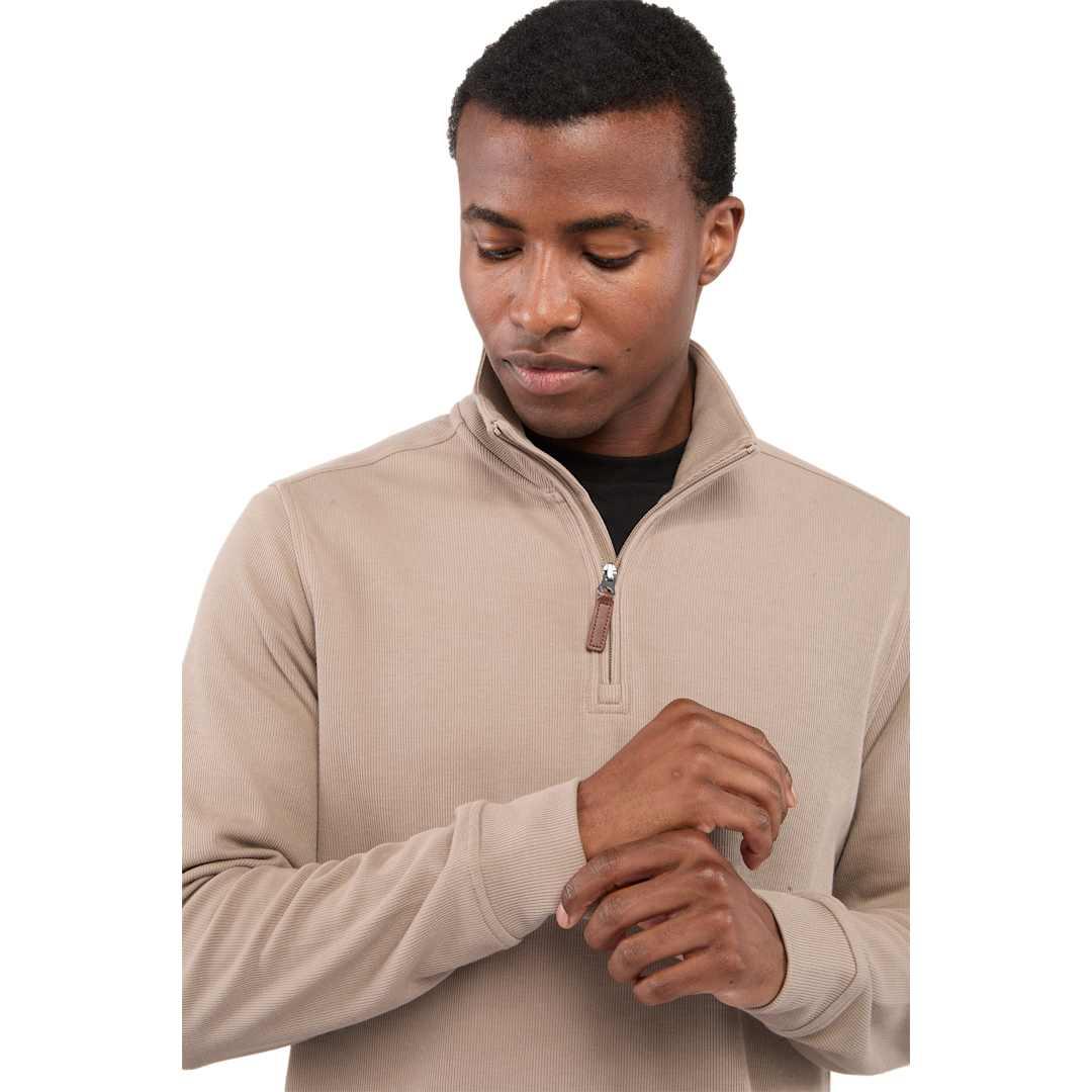 Hudson eco knit quarter zip-mens Beige miniatura 6