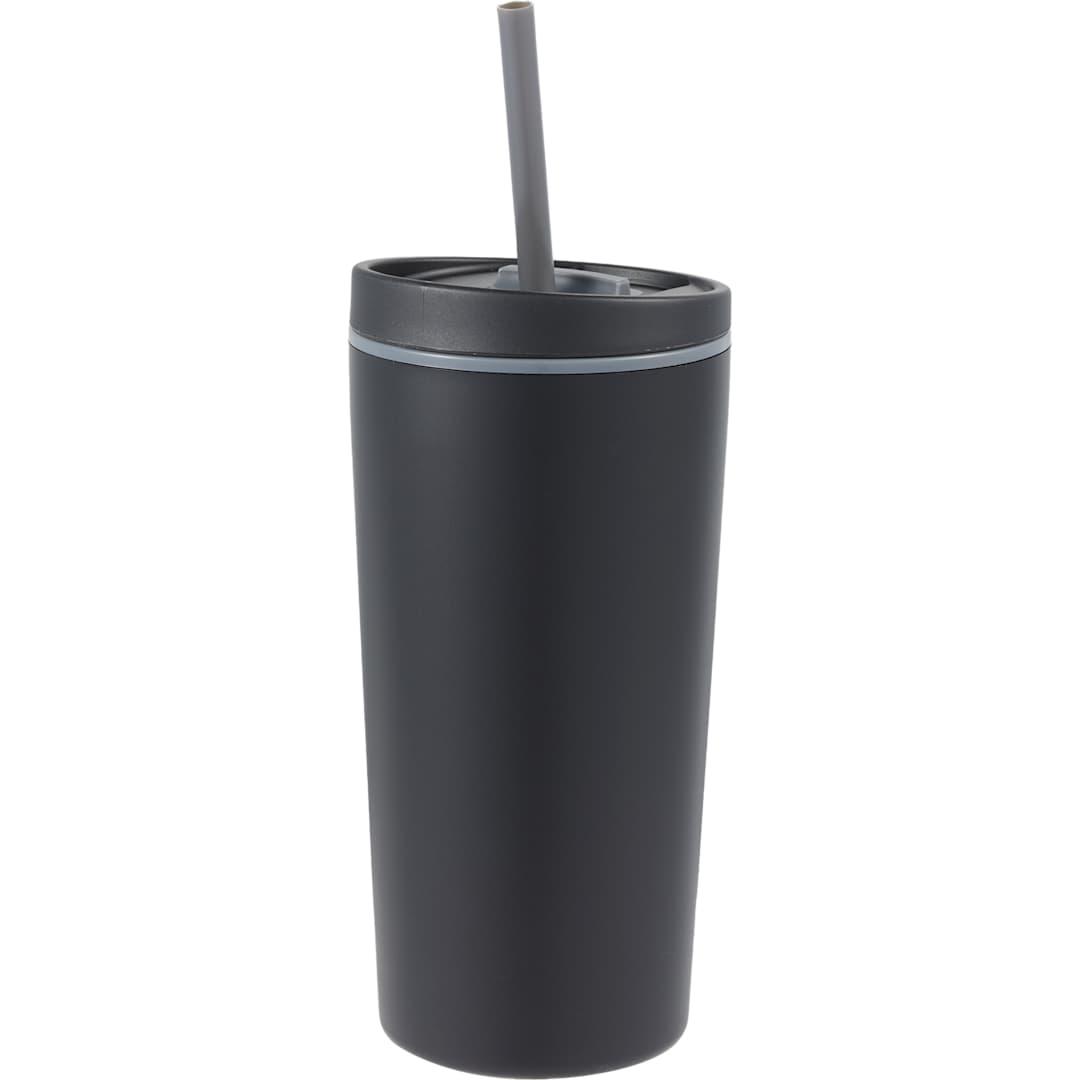Santino recycled tumbler w/ dual function lid 16oz Black front