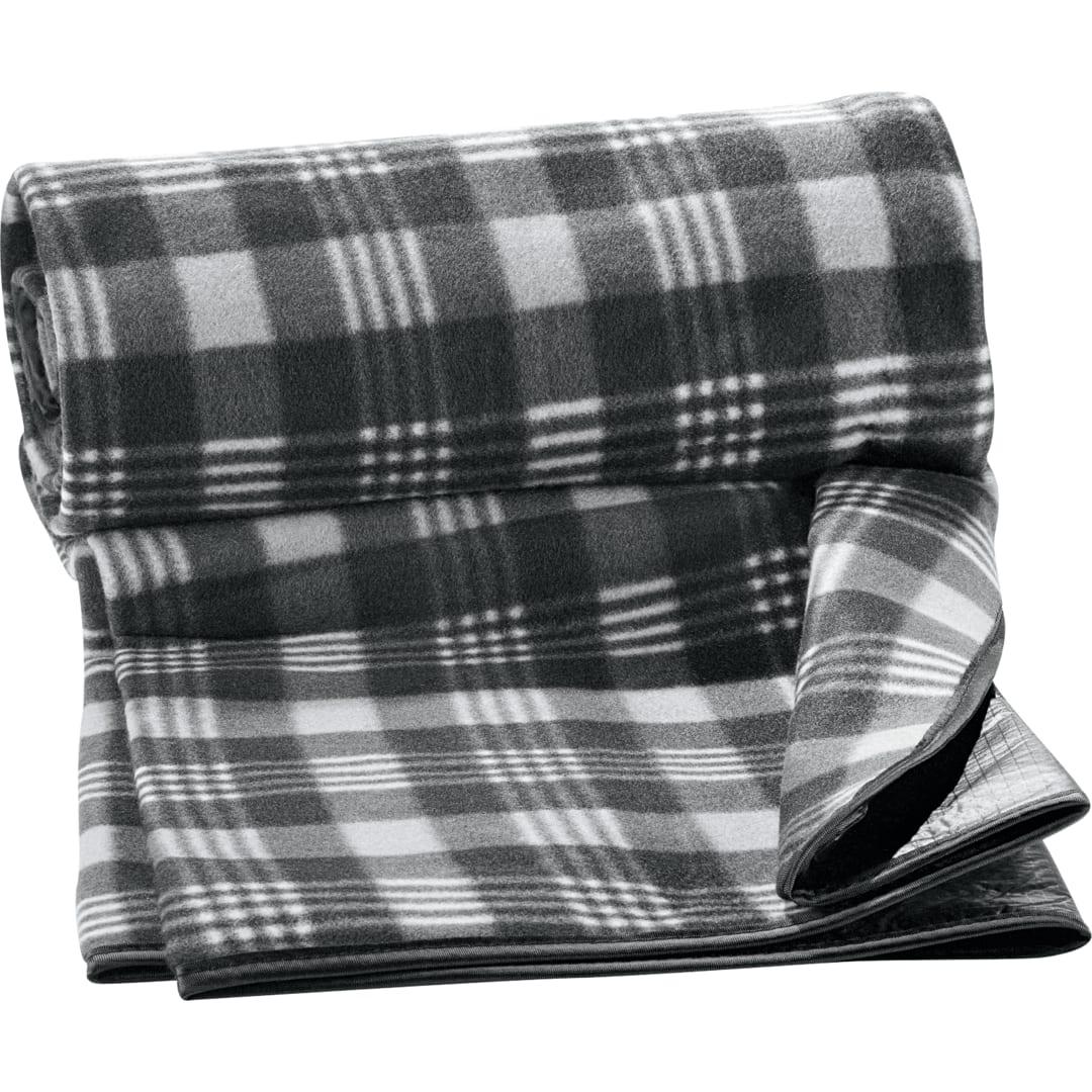 Padded water-resistant fleece picnic blanket Navy Blue front