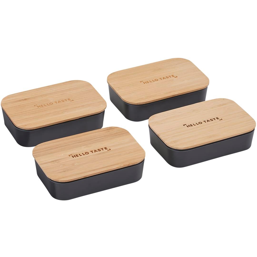 Bamboo fiber lunch box with cutting board lid Beige miniatura 17